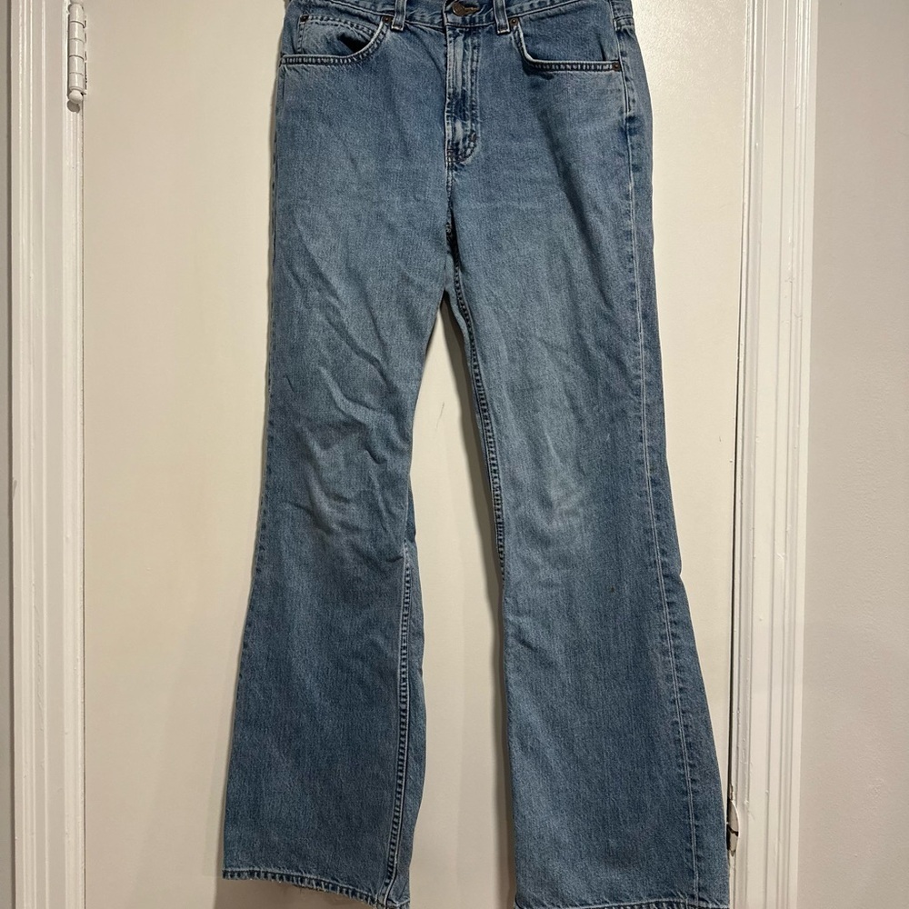 Vintage Y2k Gap Jeans Women 8R Blue Flare Medium Wash Cotton Distressed - Picture 1 of 12